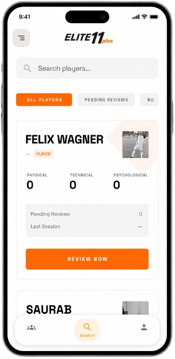 Elite11Plus Player Review screen