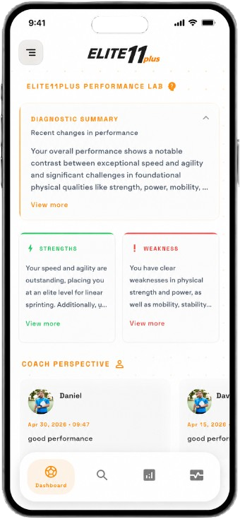 Elite11Plus AI & Coach Insights screen