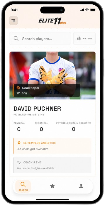 Elite11Plus Scout Search screen